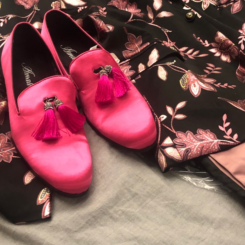 Men’s Magenta Satin Shoes